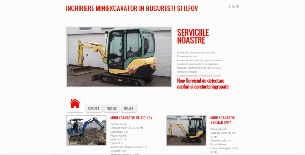Proiect. Site Inchiriere utilaje