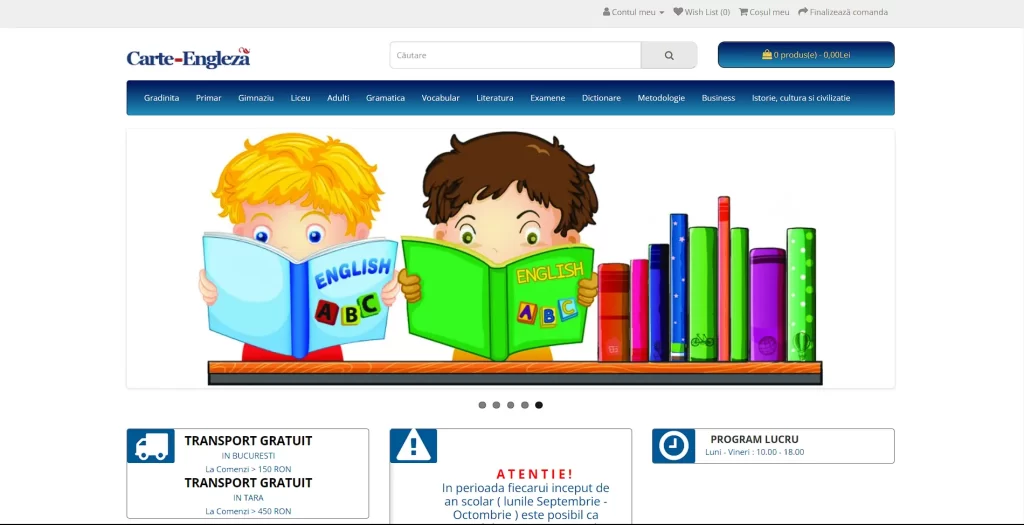 Proiect site. Comercializare carti in limba engleza